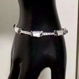 NWOT Lia Sophia Mother of Pearl with Swarovski jewels tennis bracelet in Silver